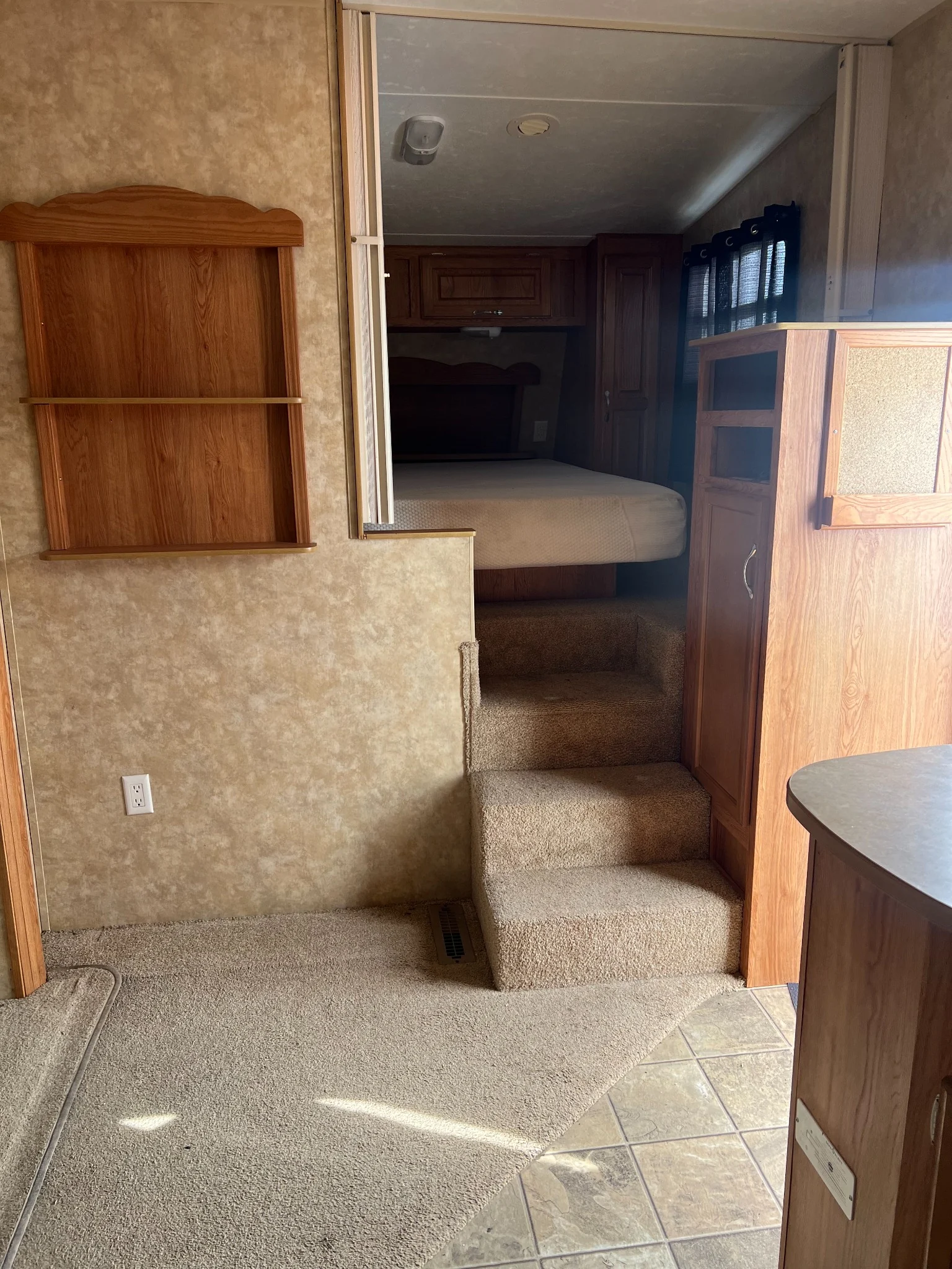 Bedroom and steps inside 2007 Jayco Jay Flight